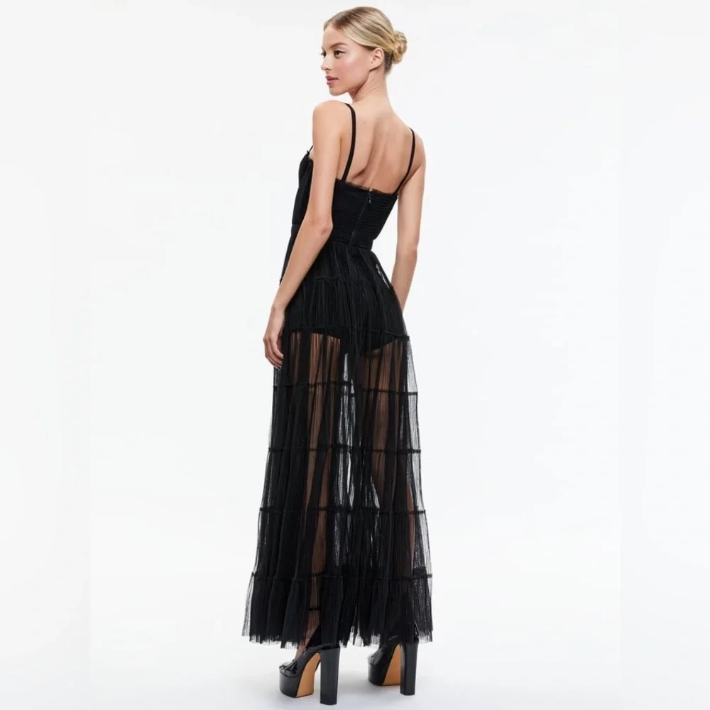 NWT $695 Alice + Olivia Deena Pleated Maxi Dress - Picture 7 of 7